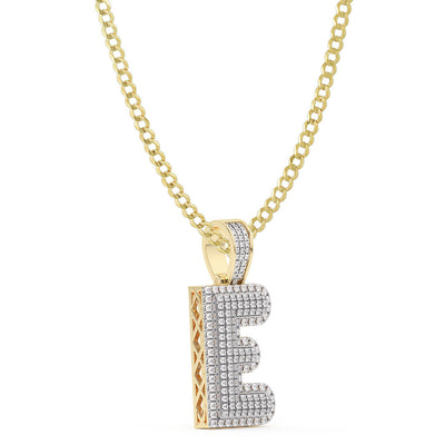 Diamond "E" Initial Letter Necklace 0.35ct Solid 10K Yellow Gold