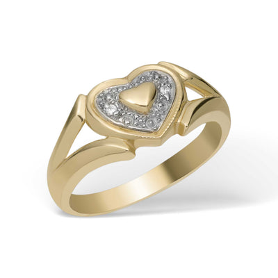 Women's Two-Tone Heart Ring 10K Yellow Gold