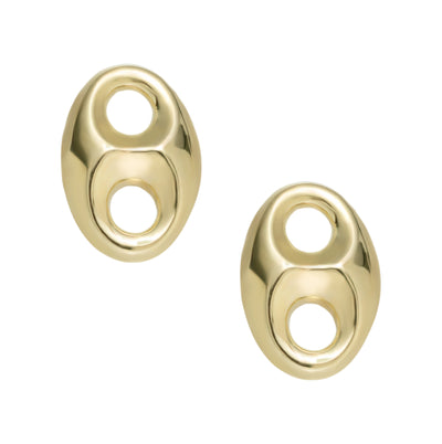 3/4" Puffed Gucci Link Stud Earrings Solid 10K Yellow Gold
