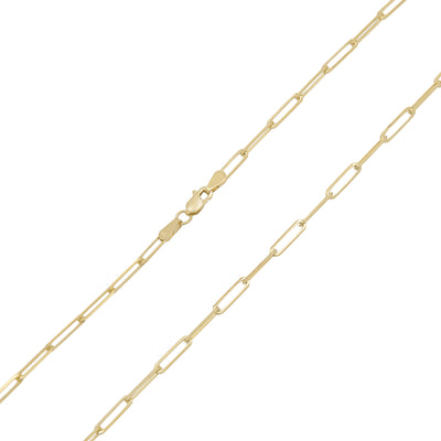 Paperclip Chain Necklace 10K Yellow Gold - Solid