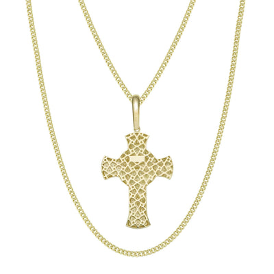 Face of Jesus Cross Two Tone Pendant & Chain Necklace Set 10K Yellow White Gold