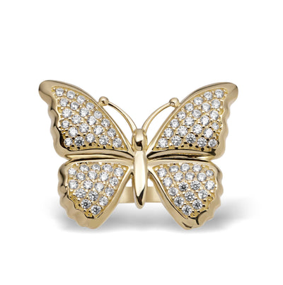 CZ Butterfly Ring 10K Yellow Gold
