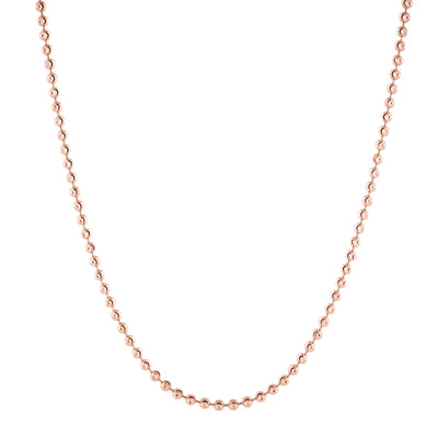 Bead Ball Moon Cut Link Chain Necklace 14K Rose Gold