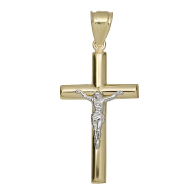 1 3/4" Shiny Jesus Cross Crucifix Pendant 10K Yellow Gold