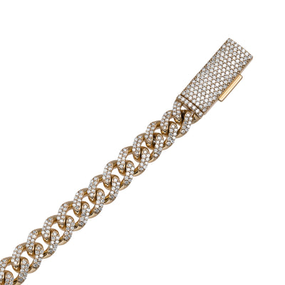 Women's Diamond Cuban Link Bracelet 10K Yellow Gold