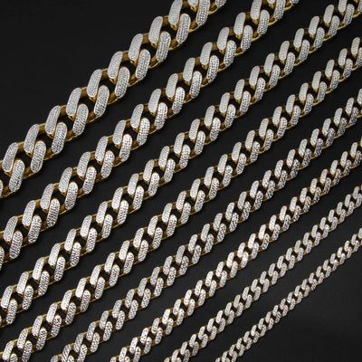 Men's Miami Cuban Royal Link Diamond Cut Chain Necklace 10K Yellow White Gold - Hollow