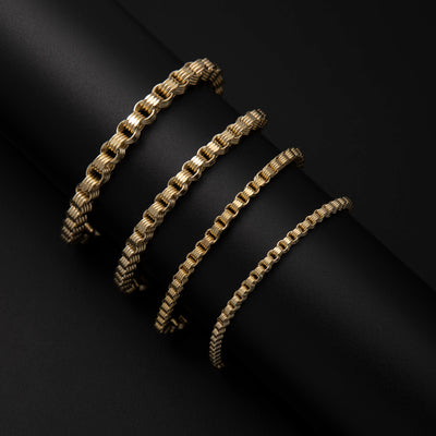 Byzantine Rolo Link Chain Bracelet 10K Yellow Gold - Hollow