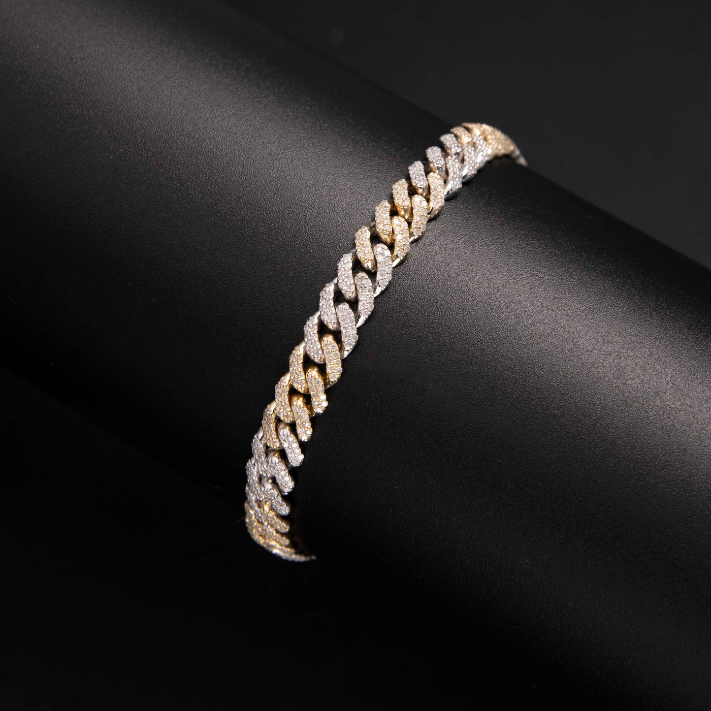 Women's Diamond Cuban Link 3.03ctw Bracelet 10K Yellow White Gold