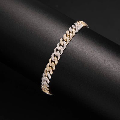 Diamond Cuban Link 3.03ctw Bracelet 10K Yellow White Gold