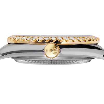 Rolex Datejust Diamond Bezel Watch 36mm Yellow Champagne Roman Dial | 2.25ct