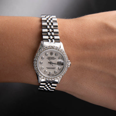 Women Rolex Datejust Diamond Bezel Watch 26mm Mother of Pearl Dial | 1.35ct