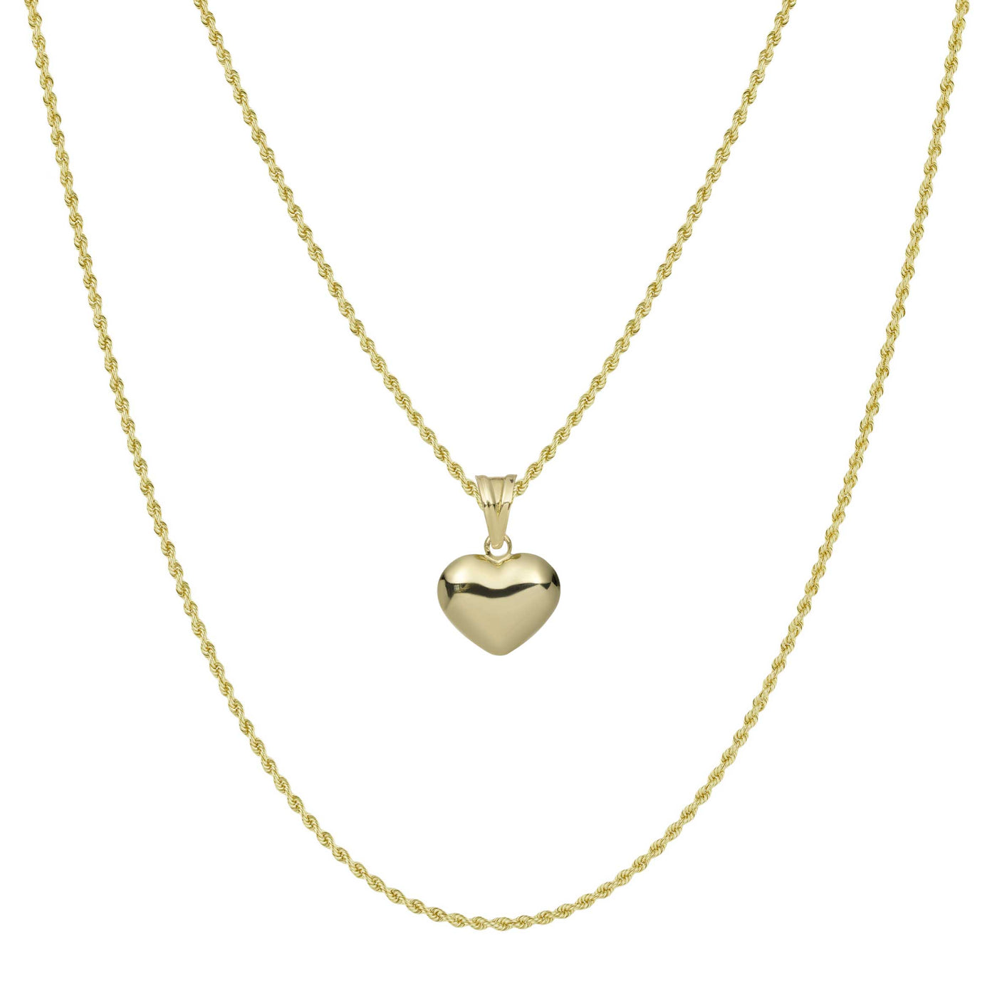 3/4" Reversible Heart Necklace 10K Yellow Gold