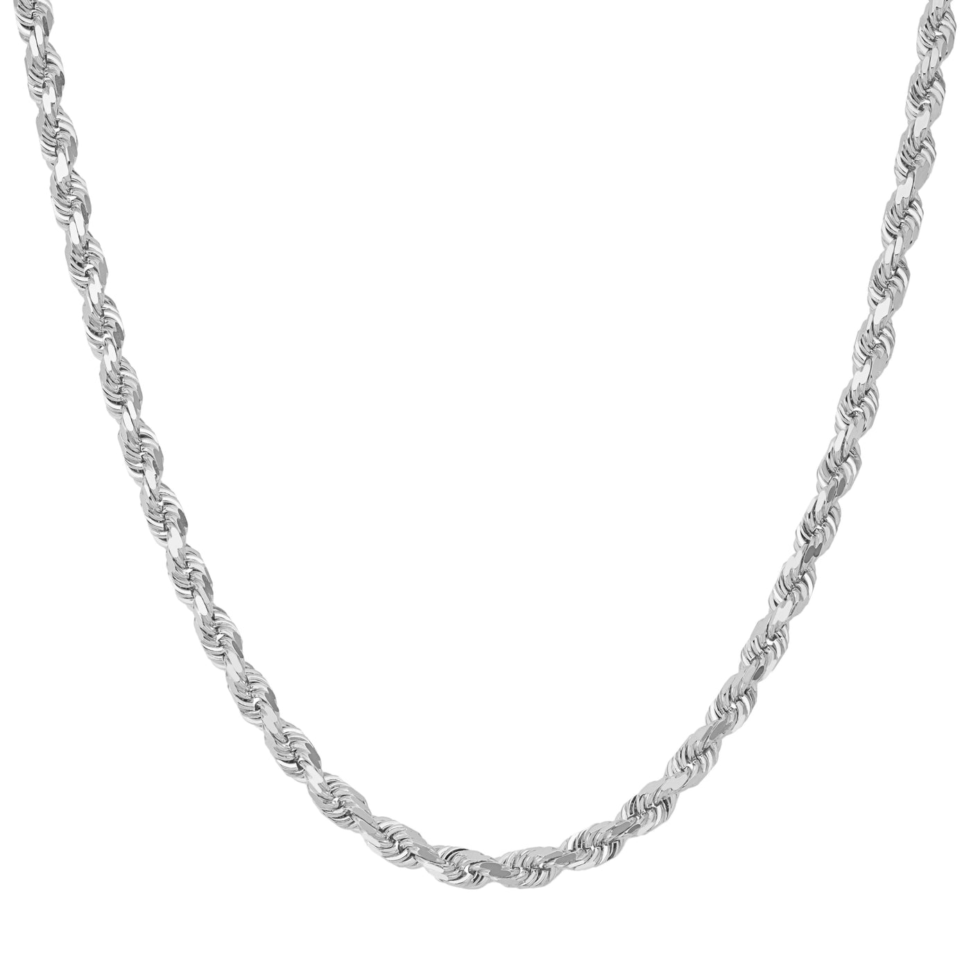 Women's Rope Chain Necklace 10K White Gold - Solid