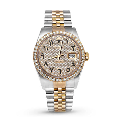 Rolex Datejust Diamond Bezel Watch 36mm Black Arabic Numeral Dial | 3.65ct