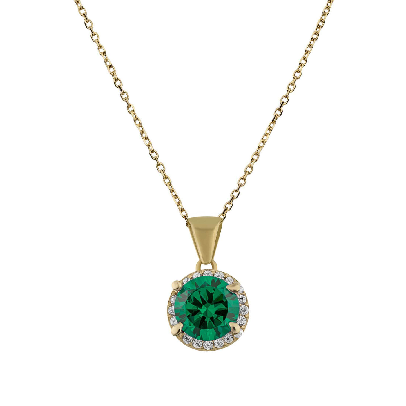 Colorful CZ Pendant Necklace 14K Yellow Gold