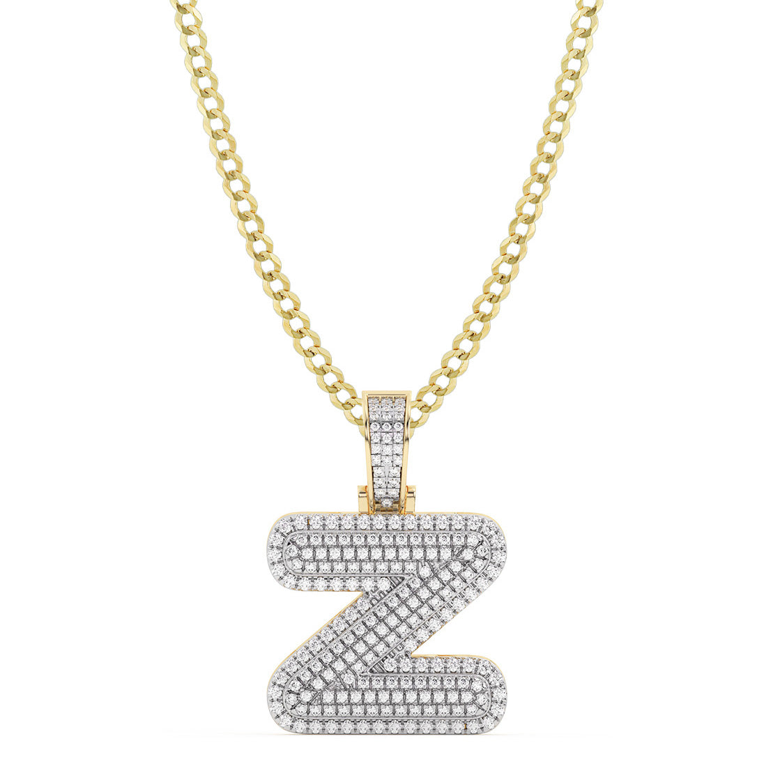 Diamond "Z" Initial Letter Necklace 0.44ct Solid 10K Yellow Gold