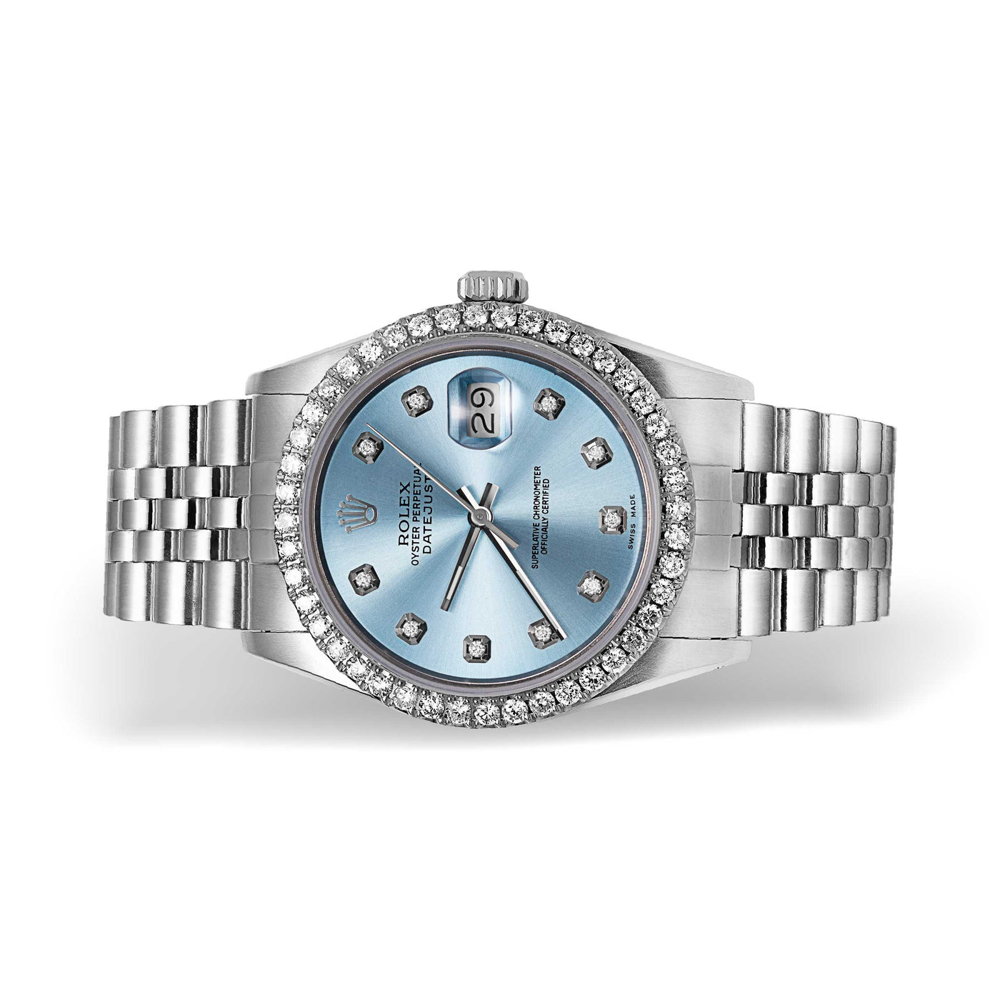 Rolex Datejust Diamond Bezel Watch 36mm Ice Blue Dial | 1.25ct