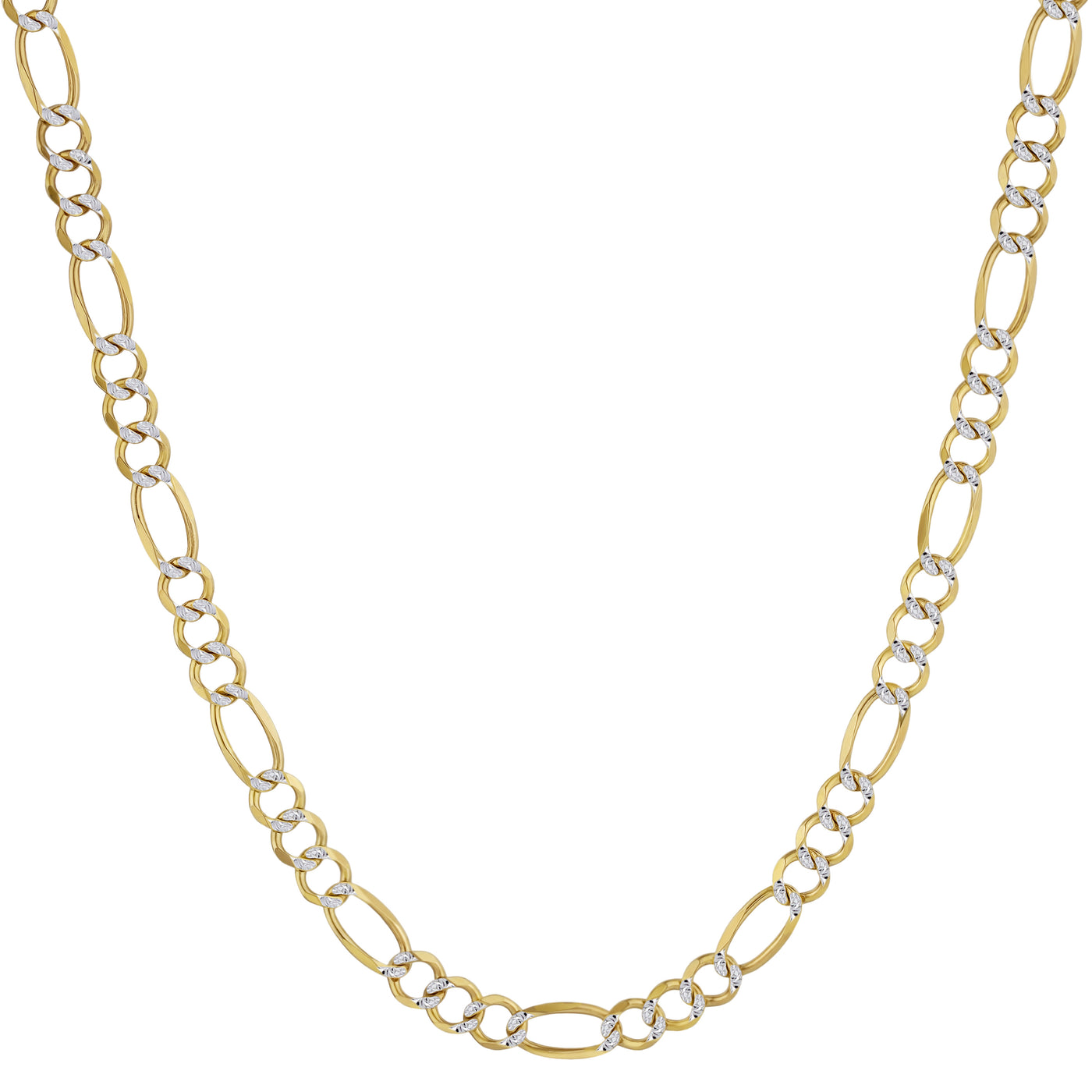 Women's Pave Figaro Chain 10K Yellow White Gold - Solid