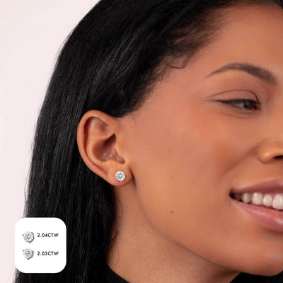 Women's Round Cut Solitaire Diamond Stud Earrings 2.03ctw 14K White Gold