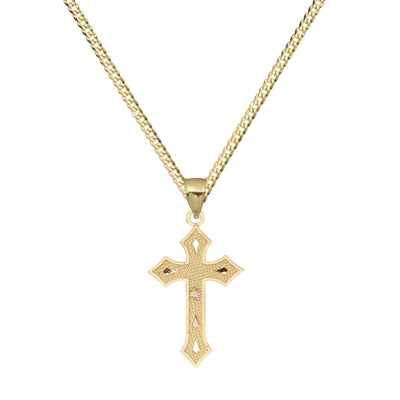 1 1/4" Cut-Out Crucifix Cross Jesus Necklace 10K Yellow White Gold
