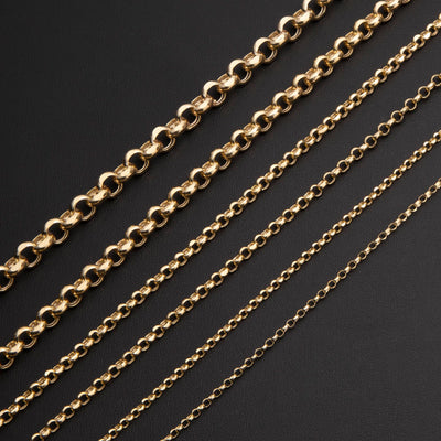 Diamond-Cut Round Rolo Link Chain Necklace 10K Yellow Gold - Hollow
