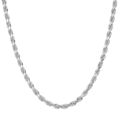 Rope Chain Necklace 10K White Gold - Solid