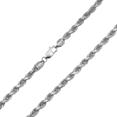 Women's Rope Chain Real 14K White Gold - Solid