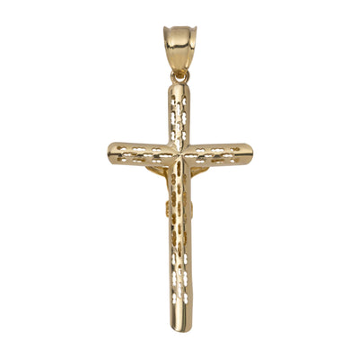 2 1/4" Jesus Christ Crucifix Cross Filigree Pendant 10K Yellow Gold