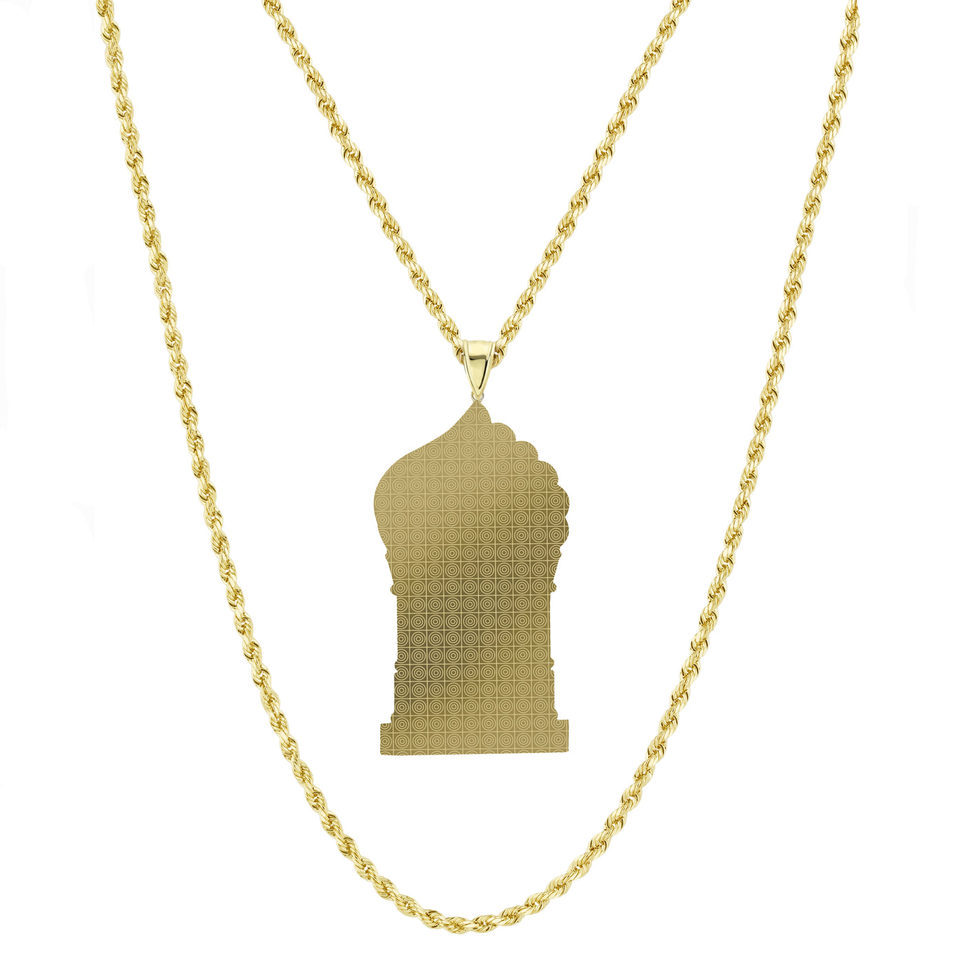 2 1/2" Saint Lazarus Jesus Pendant Diamond Cut Pendant & Chain Necklace Set 10K Yellow White Gold
