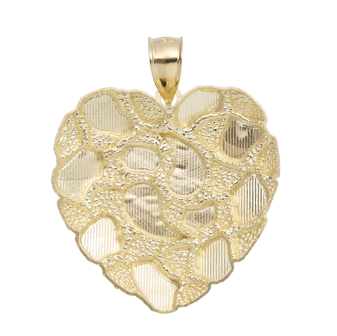 Nugget Heart Shaped Pendant Charm 10K Yellow Gold