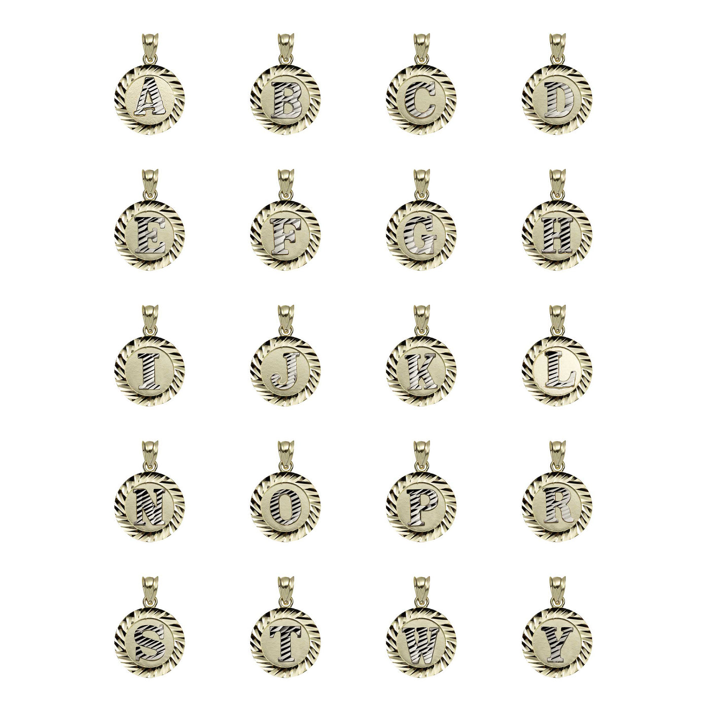 1" Women's Diamond-Cut Initial Pendant Necklace 10K Yellow Gold