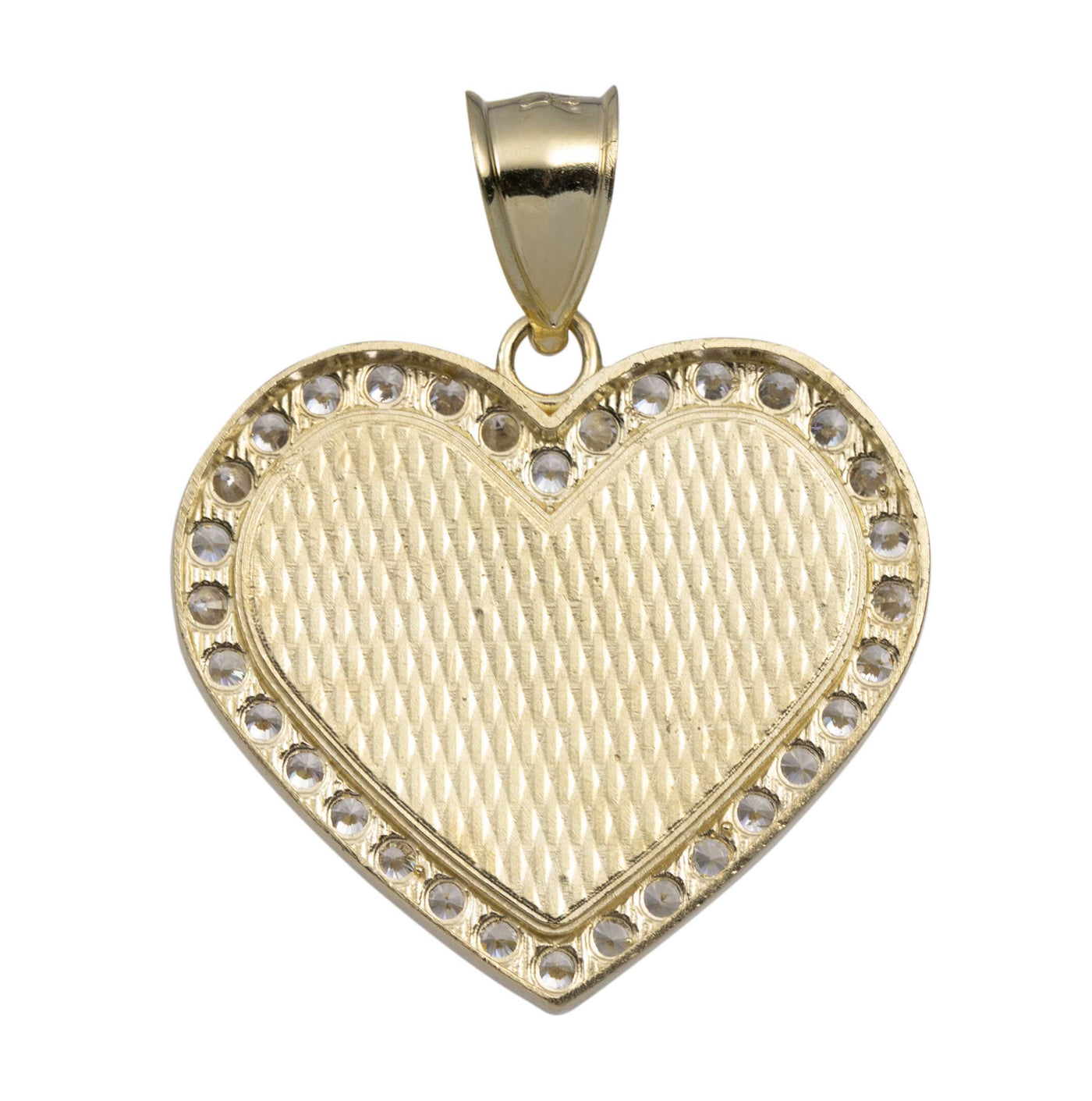 1 3/8" CZ Frame Heart Medallion Pendant 10K Yellow Gold