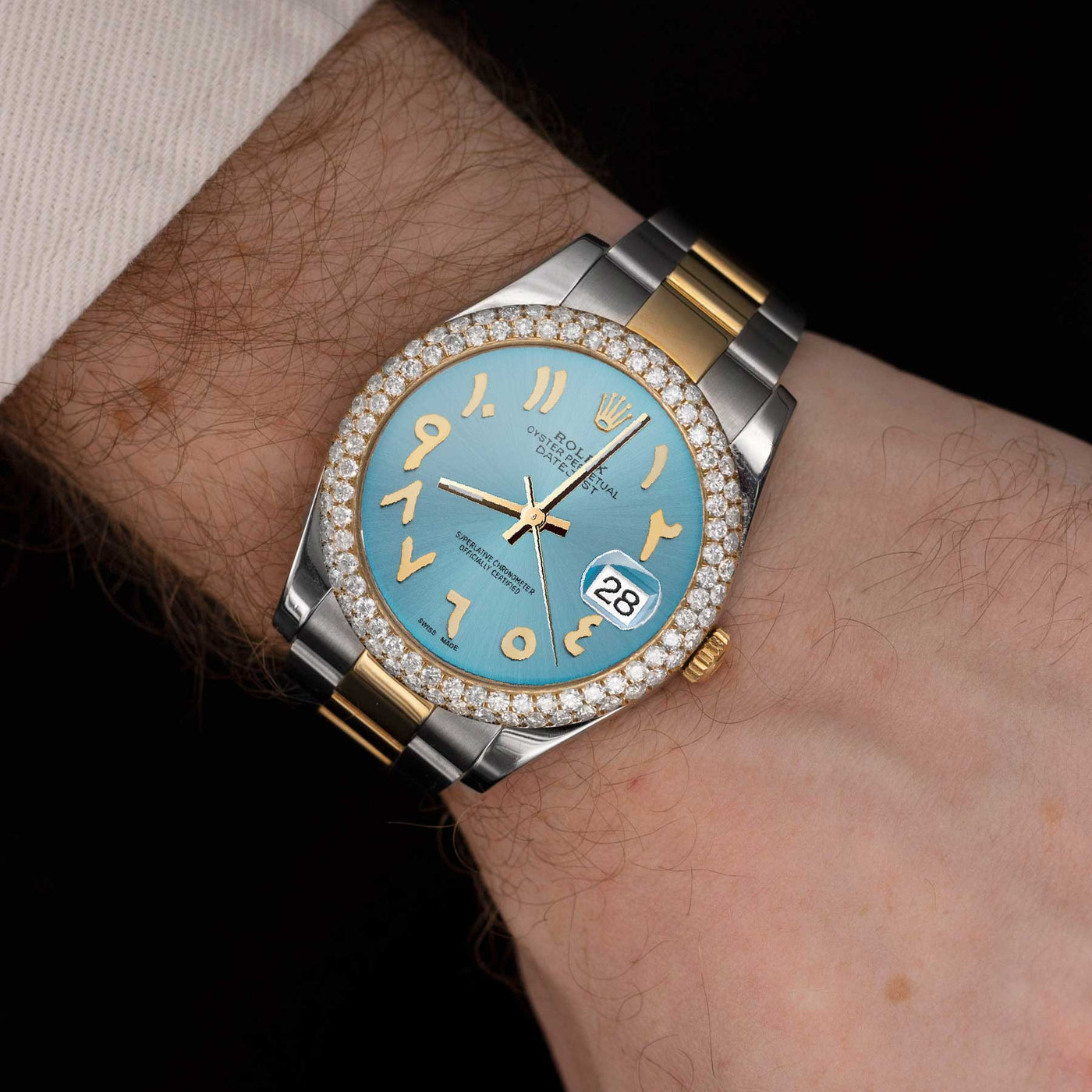 Rolex Datejust Diamond Bezel Watch 41mm Diamond Ice Blue Arabic Numeral Dial | 5.15ct