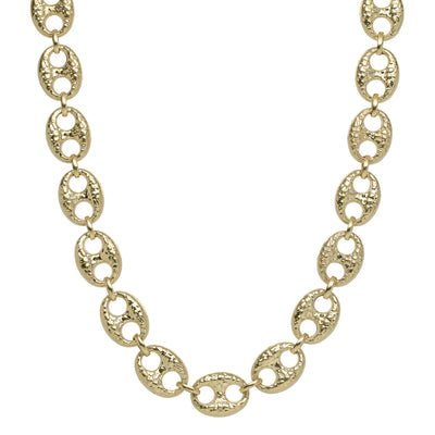Nugget Puffed Gucci Link Chain Necklace 10K Yellow Gold - Hollow