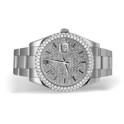 Rolex Datejust Diamond Bezel Watch 41mm Diamond Black Dial | 7.50ct