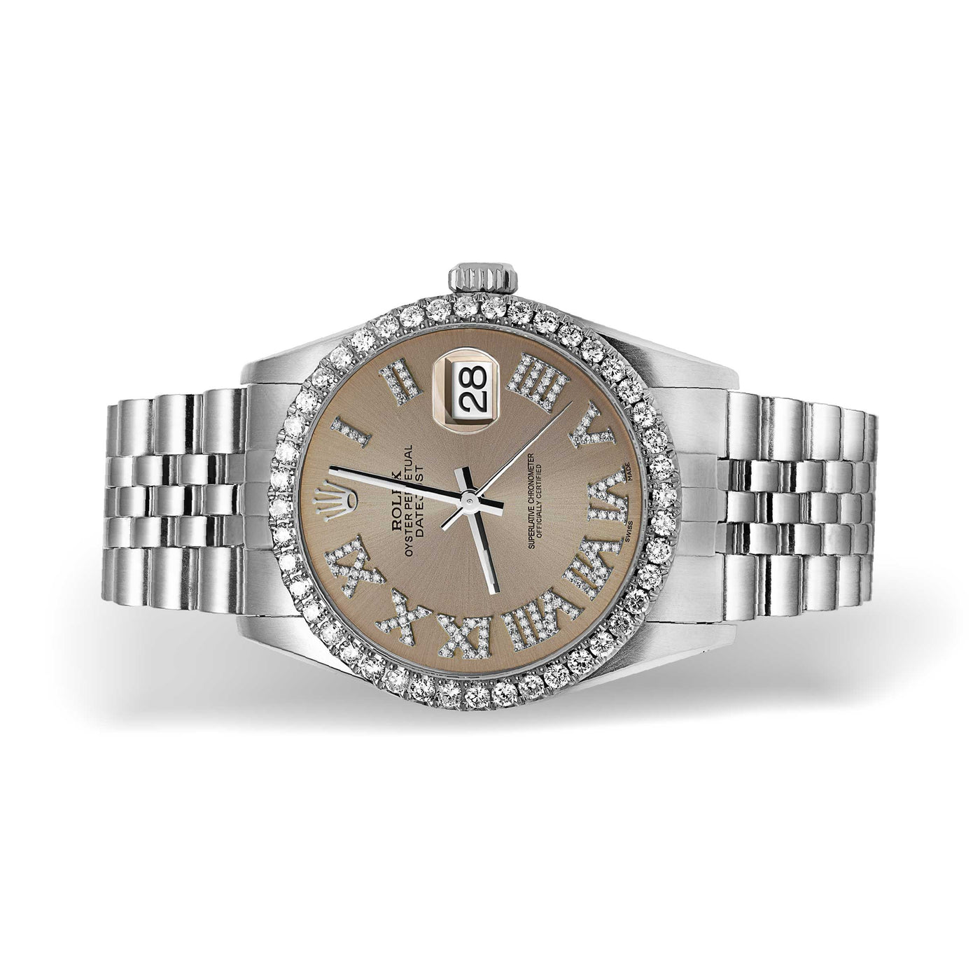 Rolex Datejust Diamond Bezel Watch 36mm Sundust Roman Dial | 1.25ct