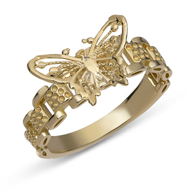 Women's Butterfly Ring 10K Yellow Gold
