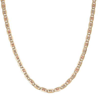 Women's Valentino Link Chain Necklace 10K Tri-Color Gold
