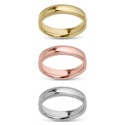 Low-Dome Milgrain Comfort Fit Wedding Band Gold - Solid