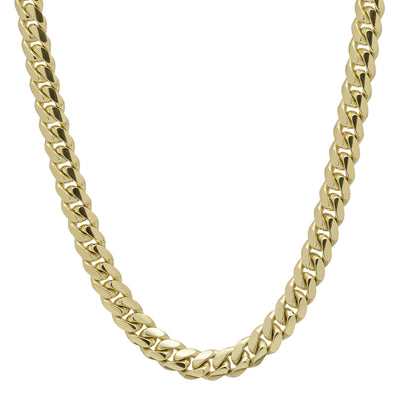 Miami Cuban Link Chain Necklace 10K Yellow Gold - Solid