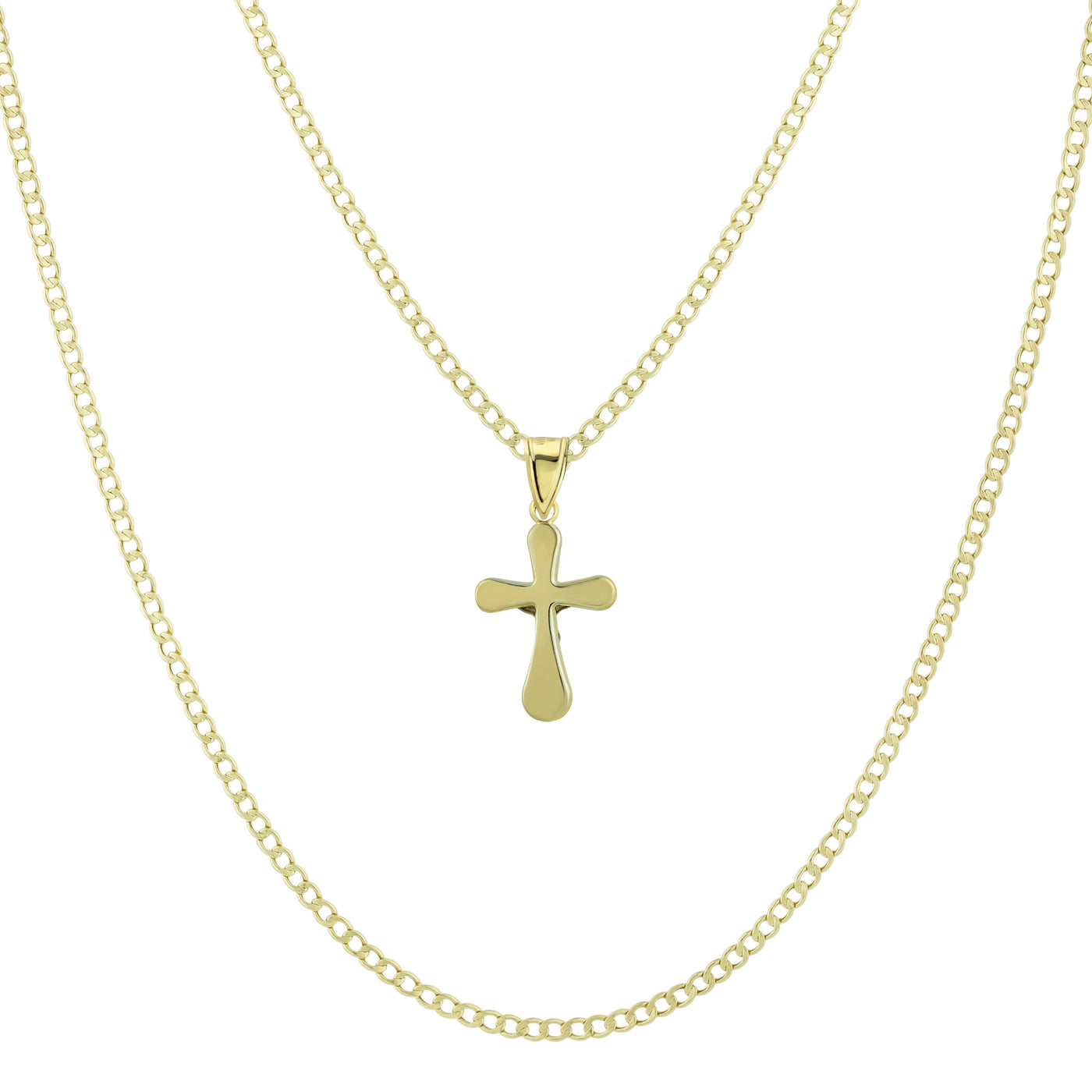 1 1/4" Jesus Crucifix Cross Pendant & Chain Necklace Set 10K Yellow White Gold
