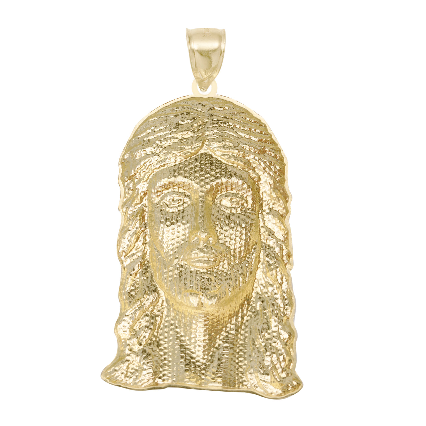 3" Diamond Cut Face of Jesus Pendant Solid 10K Yellow Gold