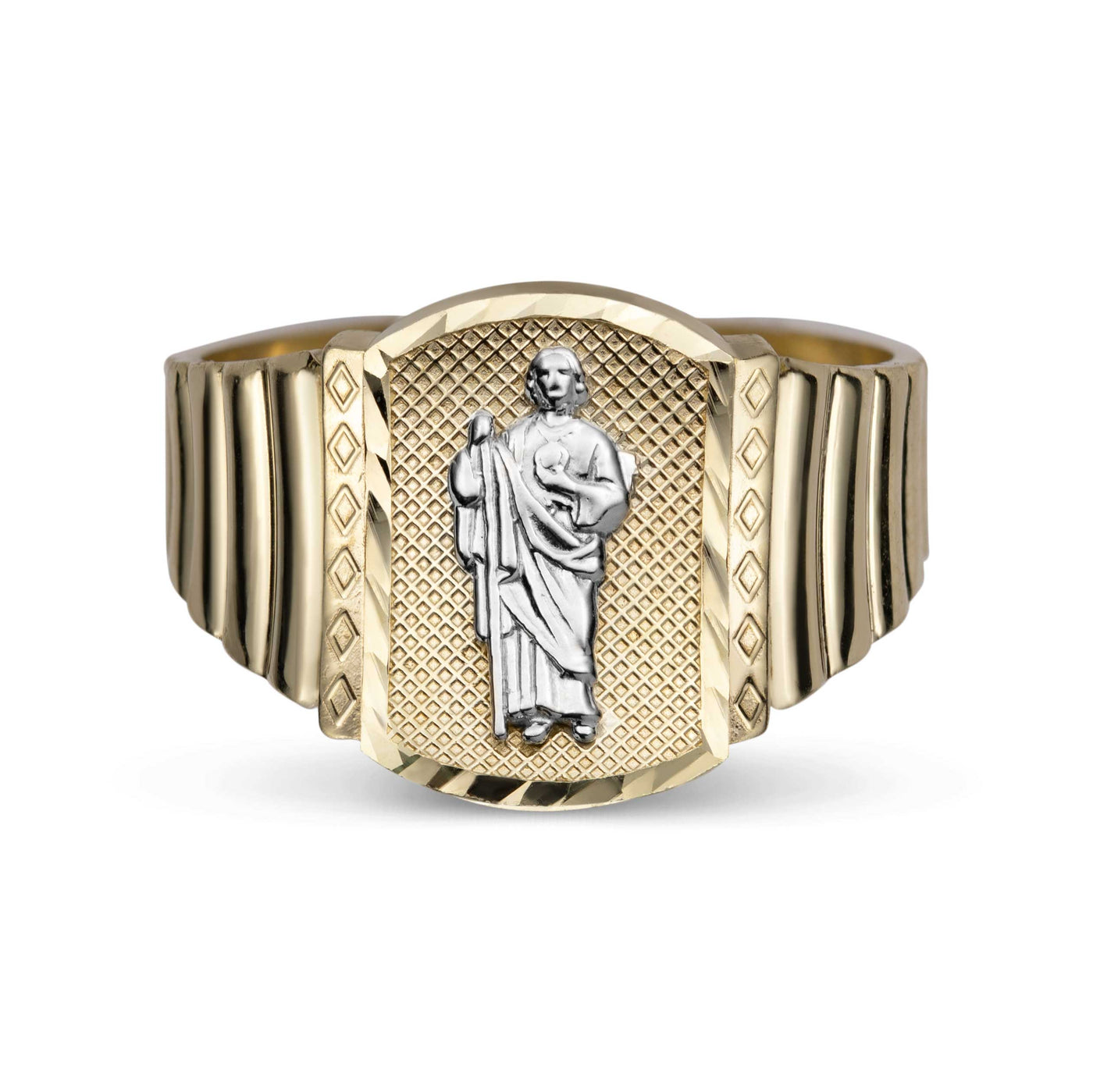 Diamond-Cut Saint Jude Ring 10K Yellow Gold