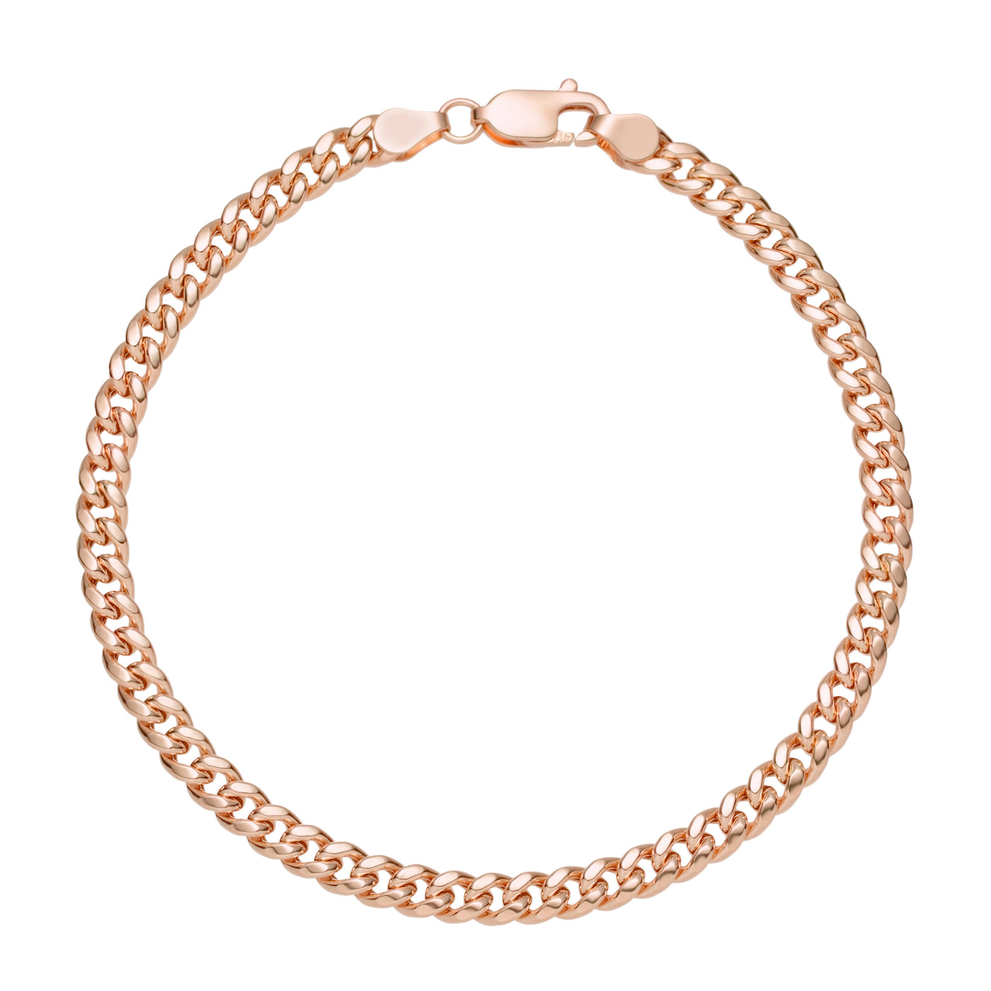 Miami Cuban Link Chain Anklet 14K Rose Gold - Hollow