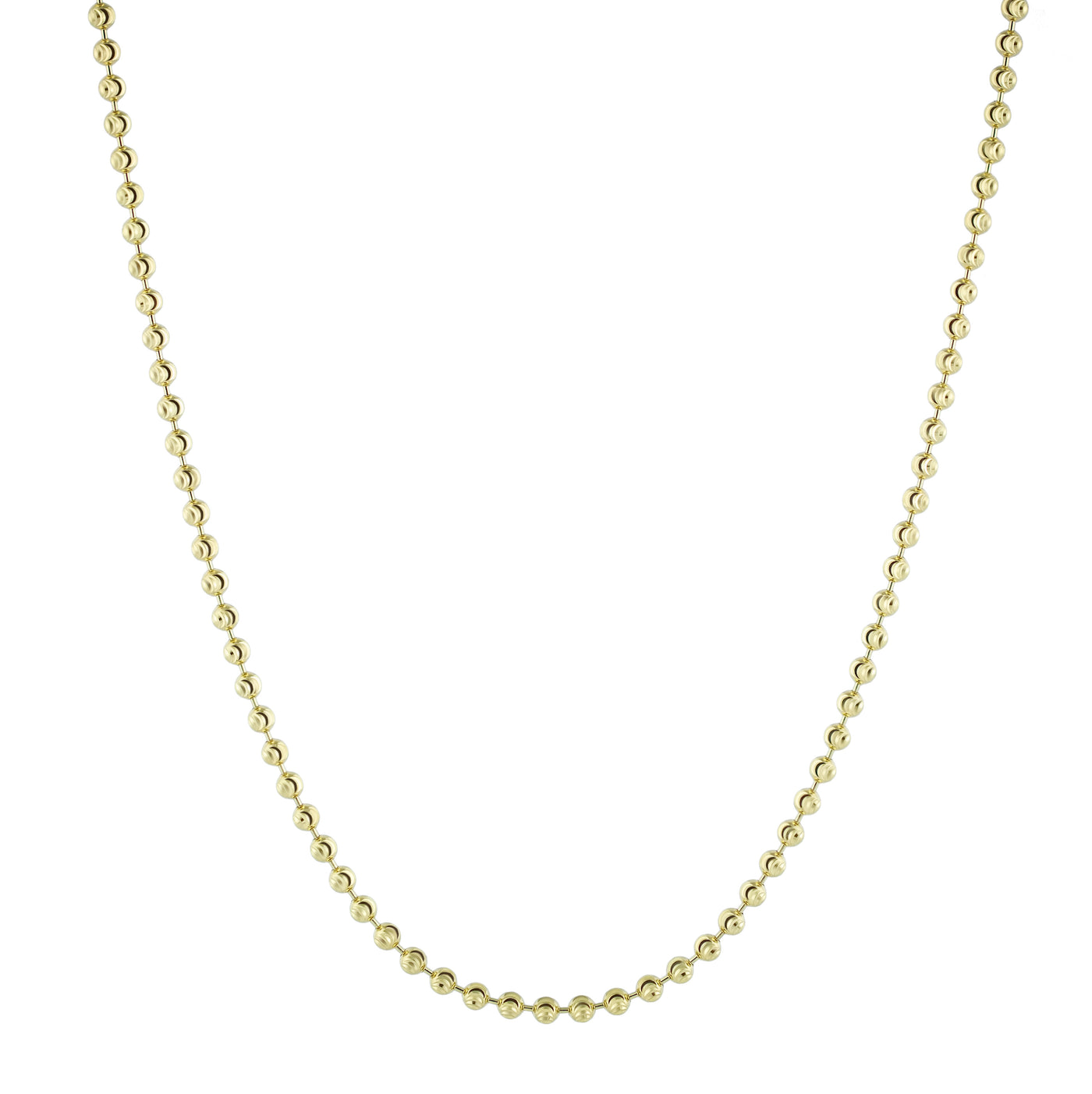 Bead Ball Moon Cut Link Chain Necklace 10K & 14K Yellow Gold