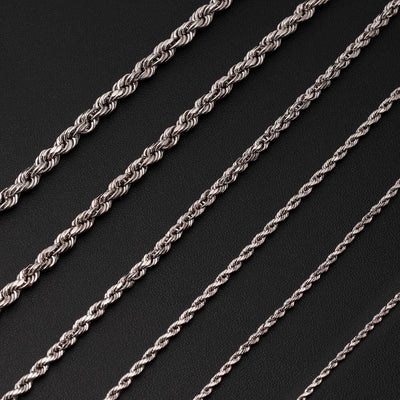 Women's Rope Chain 10K White Gold - Hollow