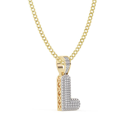 Diamond "L" Initial Letter Necklace 0.26ct Solid 10K Yellow Gold