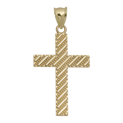 Textured Cross Pendant 10K Yellow Gold
