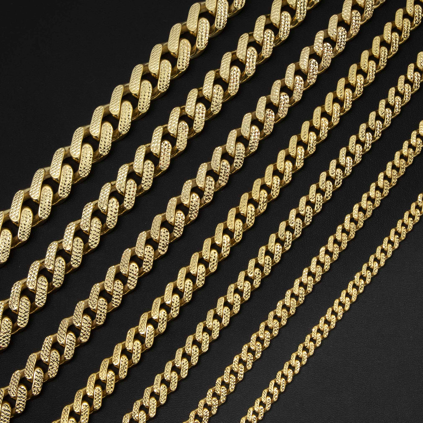 Men's Monaco Chain Diamond Cut Miami Cuban Link Chain Necklace 10K Yellow Gold - Hollow