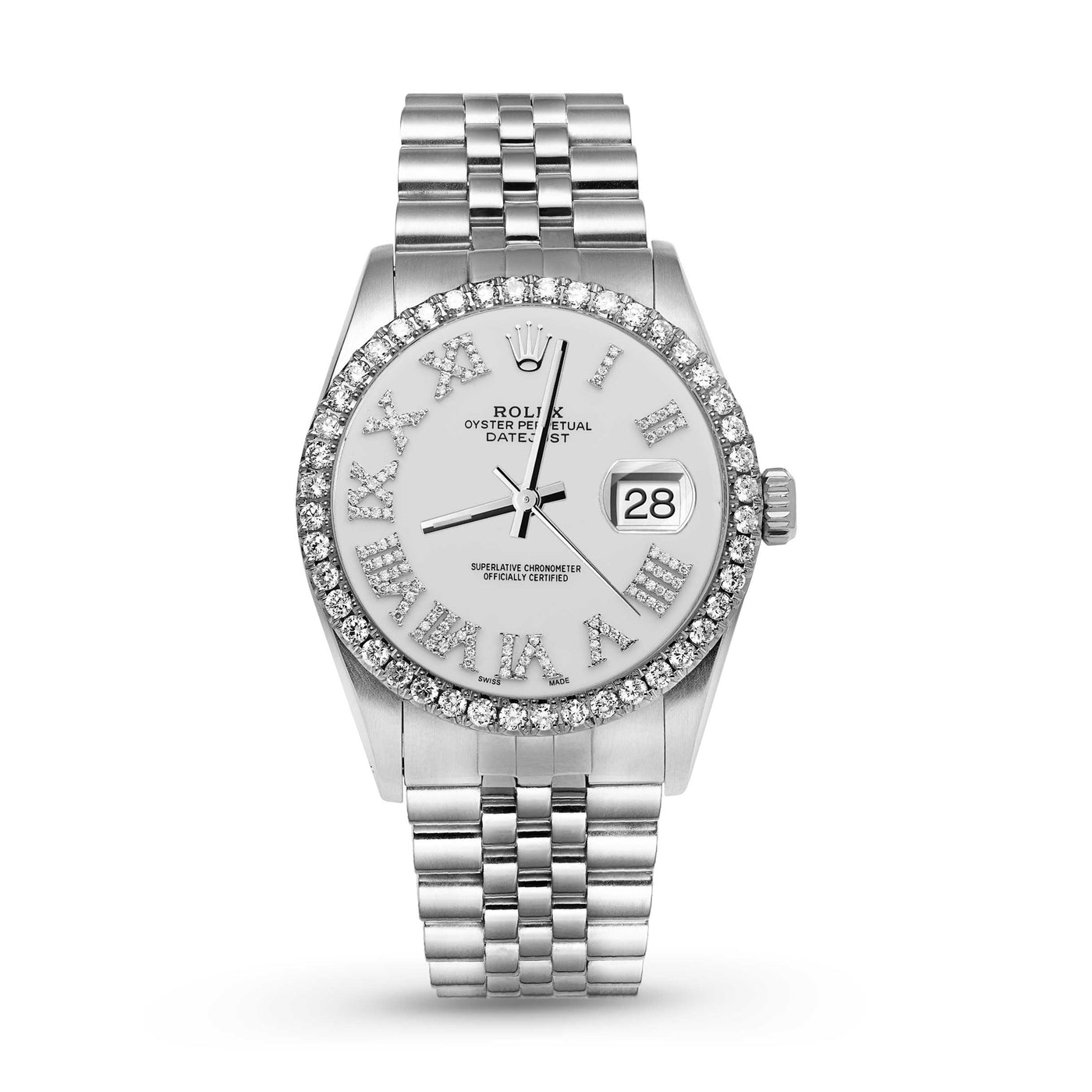 Rolex Datejust Diamond Bezel Watch 36mm White Roman Dial | 1.25ct